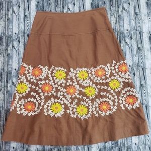 Principe Cotton/Linen brown skirt with embroidery